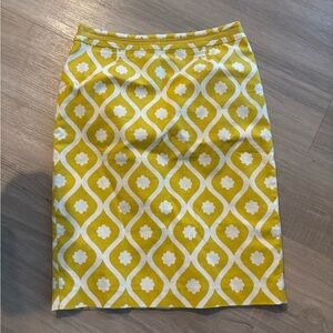 Boden Yellow and White lined Pencil Skirt
